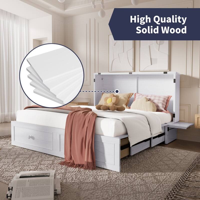 Mixoy Queen Size Murphy Bed Chest with Mattress and Storage