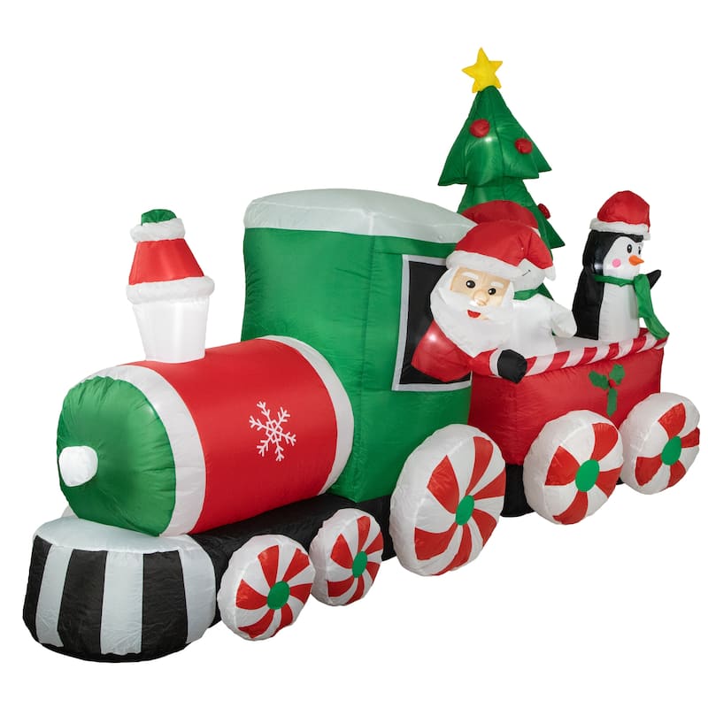 8' Inflatable Train With Santa and Friends Outdoor Christmas Decoration