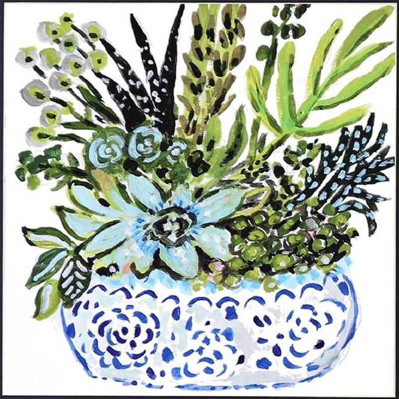 HomeRoots Set Of Two Succulent Garden Gold Framed Wall Art