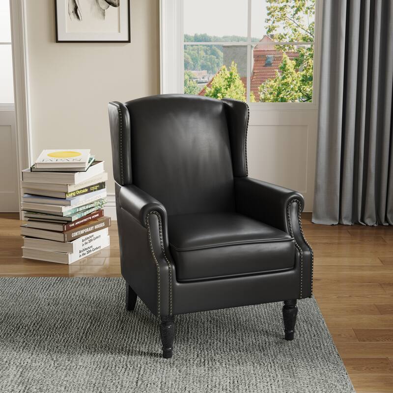 Wingback Accent Chair Nailhead Trim Living Room Reading Chair