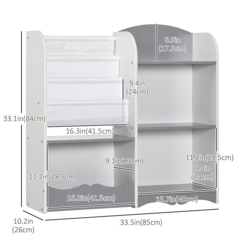 Kids Toy Storage Organizer Shelf, Children Bookshelf for Bedroom, Playroom, Nursery, Grey