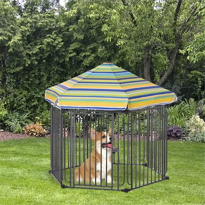 Portable Metal Playpen for Small Dogs, Rabbits, and Ducks - 48" L x 41.25" W x 46.75" H