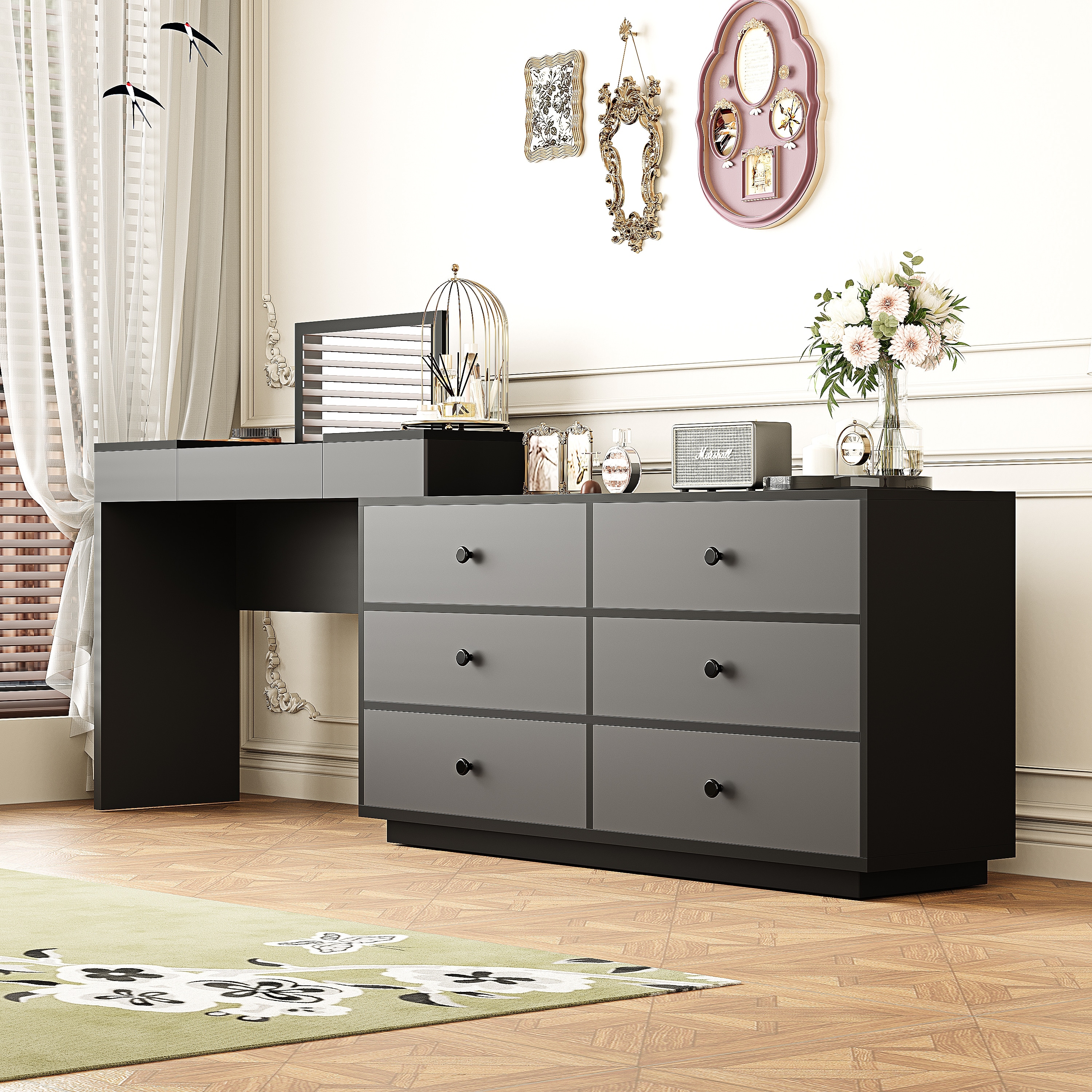 black dresser desk combo Sheer Overlay Dress with Spaghetti Straps  SimpleModerne