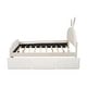 preview thumbnail 8 of 10, Full Beige Velvet Upholstered Platform Bed w/ Bed-End Storage Pocket