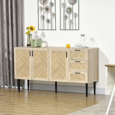 HOMCOM 61.5"L Buffet Cabinet, Rustic Sideboard with Adjustable Shelves
