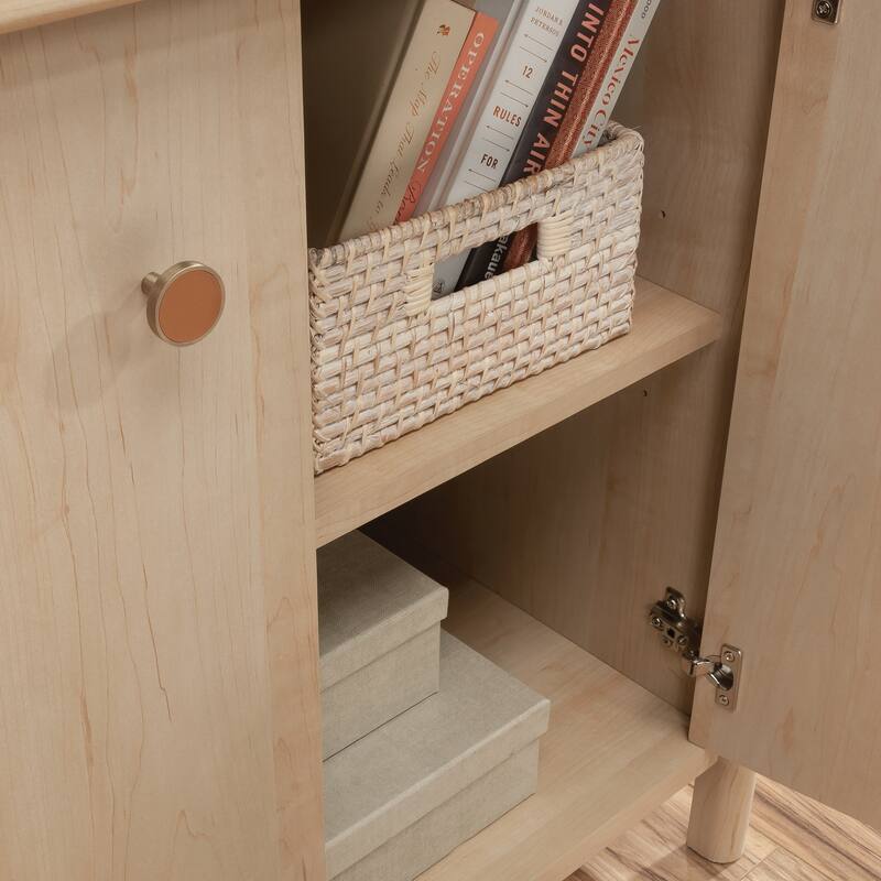 Wood Library Base with Two-Door Cabinet, Brown