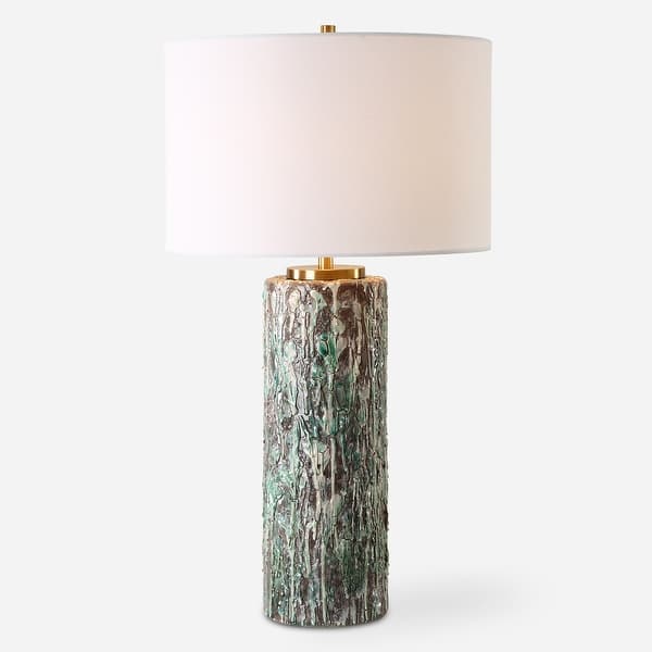 slide 2 of 8, Uttermost Meltdown Ivory Teal Table Lamp - 28.5'' H X 16'' W X 16'' D