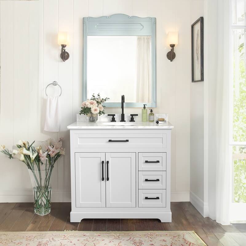Bathroom Vanity with Marble Countertop without Mirror