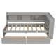 preview thumbnail 8 of 16, Twin Size Platform Bed with L-Shaped Bookcase and 2 Drawers, Captain Bed Frame with Bookcase Headboard for Kids Teens Boys Girls