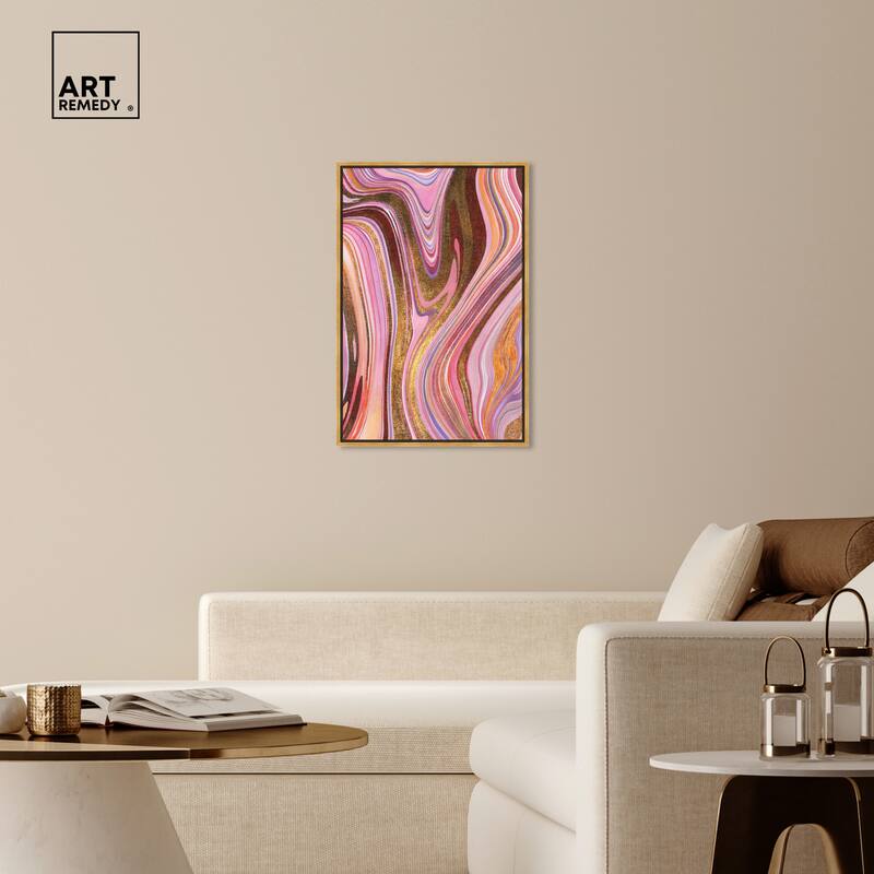 Art Remedy Doll Memories - Pink Geode Framed Mineral, Agate & Geode 1 Piece Canvas Wall Art