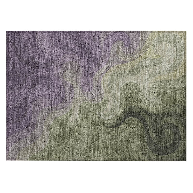 Machine Washable Indoor/ Outdoor Modern Dejuan Chantille Rug