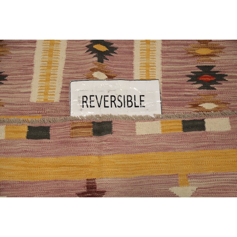 Hand Woven Oriental 100% Wool Carpet Southwestern Tribal Pink Kilim Area Rug - 5' 7'' X 3' 11''