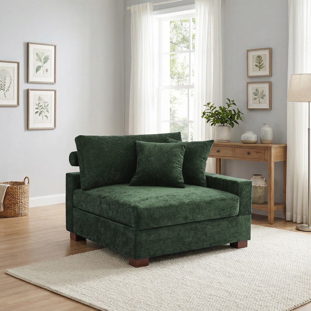 Chenille Upholstered Armless Accent Chair With Plush Cushion