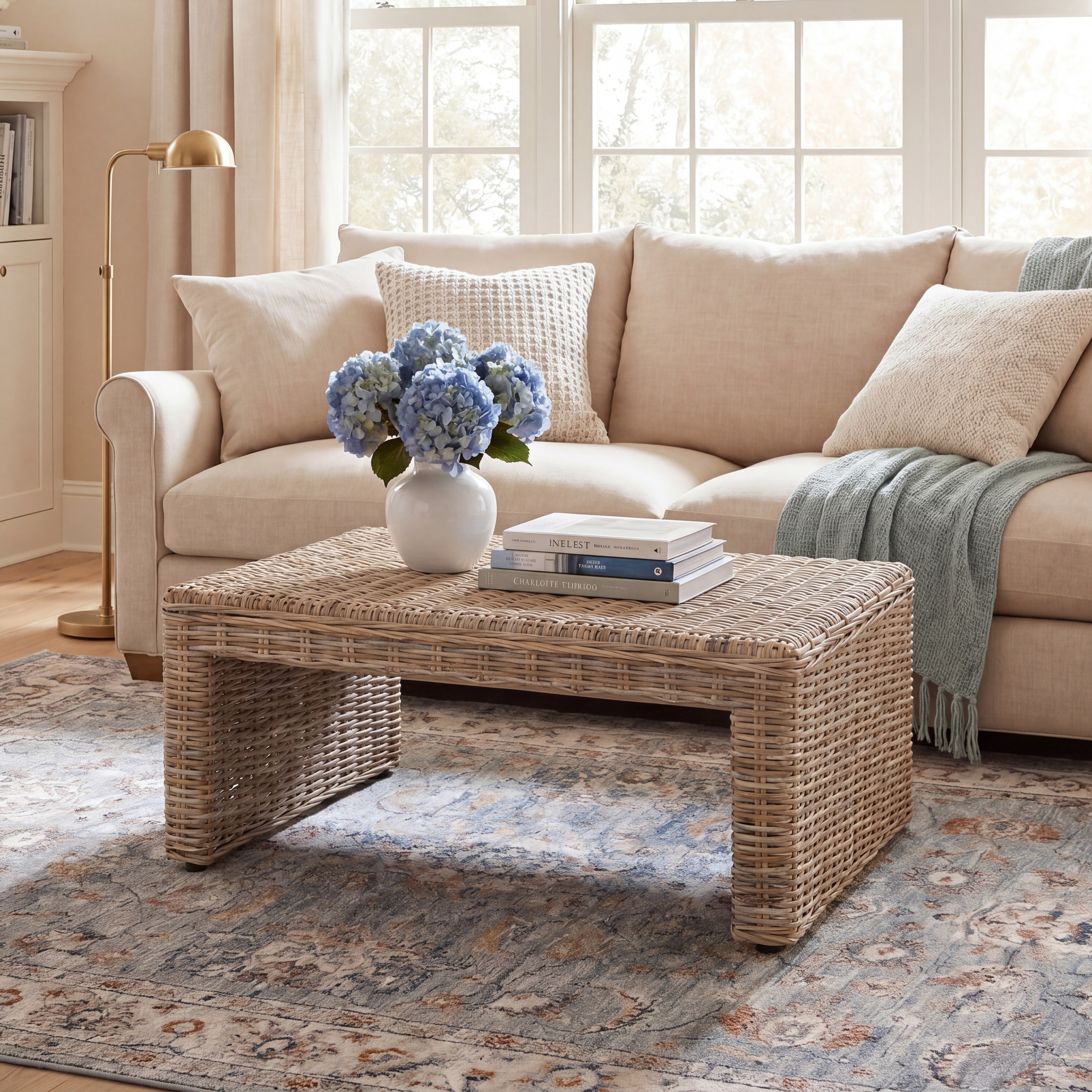 SAFAVIEH Sawsan Natural Rattan Table - 39.3" W x 39.3" D x 17.6" H - 39Wx39Dx18H