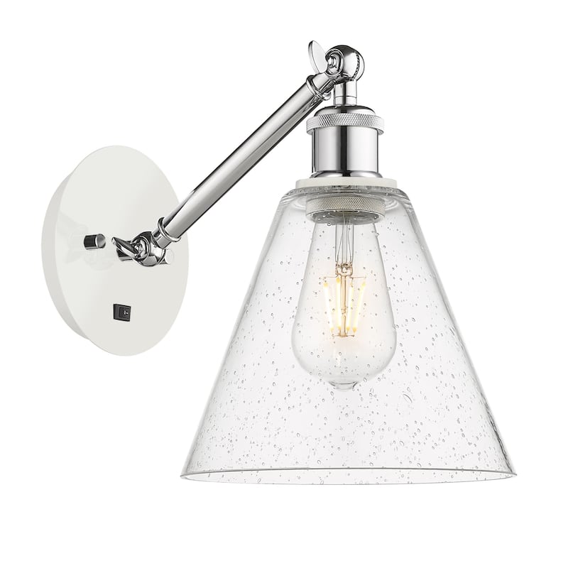Innovations Lighting 317-1W-14-8 Berkshire Sconce Berkshire 14" Tall - White and Polished Chrome / Seedy