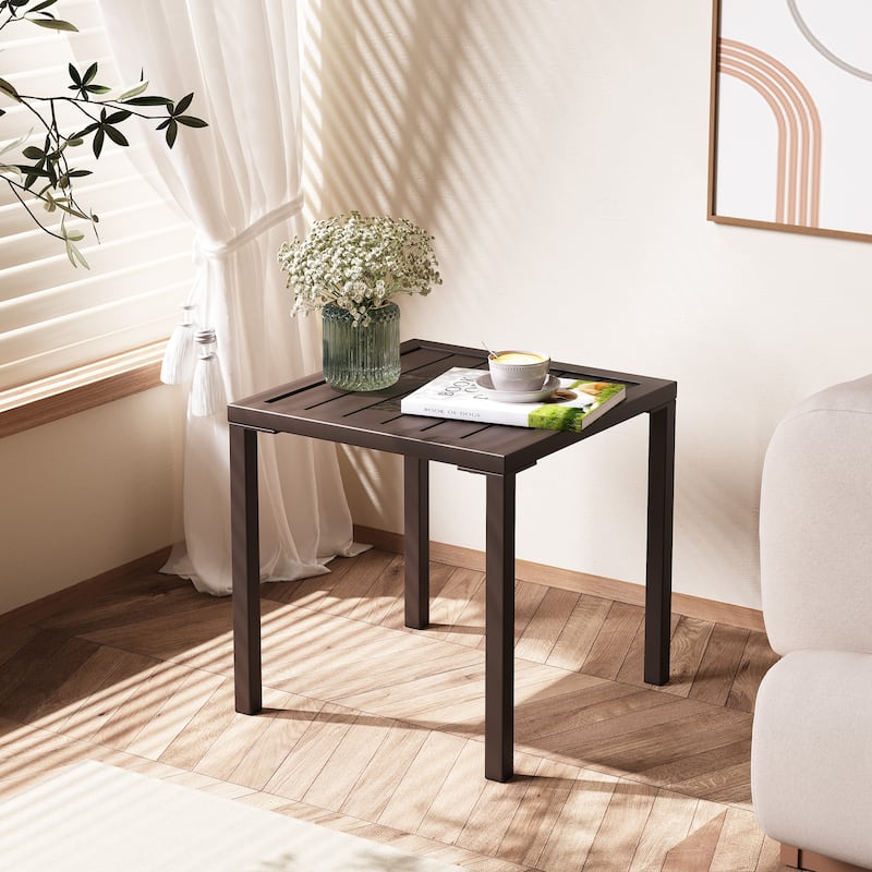 Crestlive Products Modern Square Aluminum Side End Table - Brown - 1PC