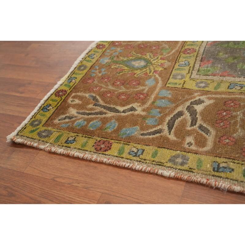 Hand Knotted Oriental 100% Wool Carpet Traditional Floral Coral Tabriz Area Rug - 11' 10'' X 9' 3''