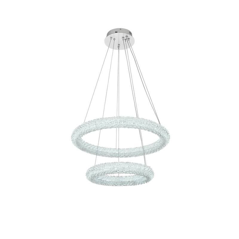 Elegant Lighting 3800G24 Bowen 24" Wide LED Crystal Ring Chandelier -