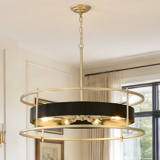 Modern Drum Chandelier Gold Farmhouse Light Fixture for Dining Room ...
