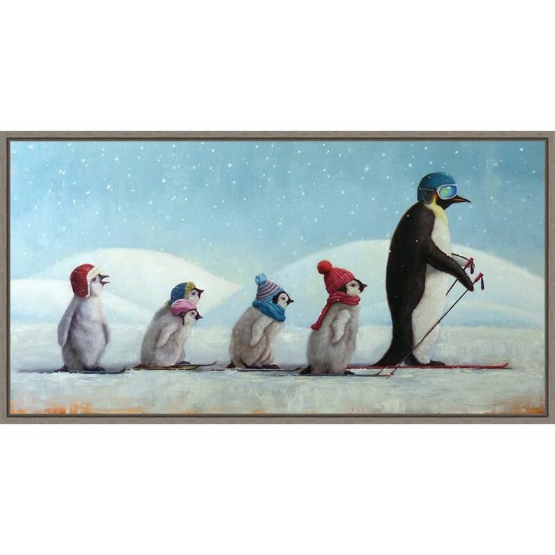 Ski School Penguins by Lucia Heffernan Framed Canvas Wall Art