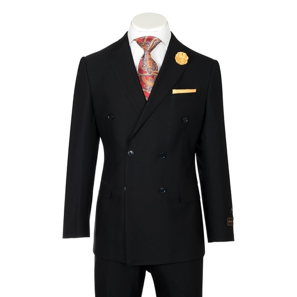 Merlot, Modern Fit, Black, Pure Wool Men's Suit by Tiglio Luxe TIG1001