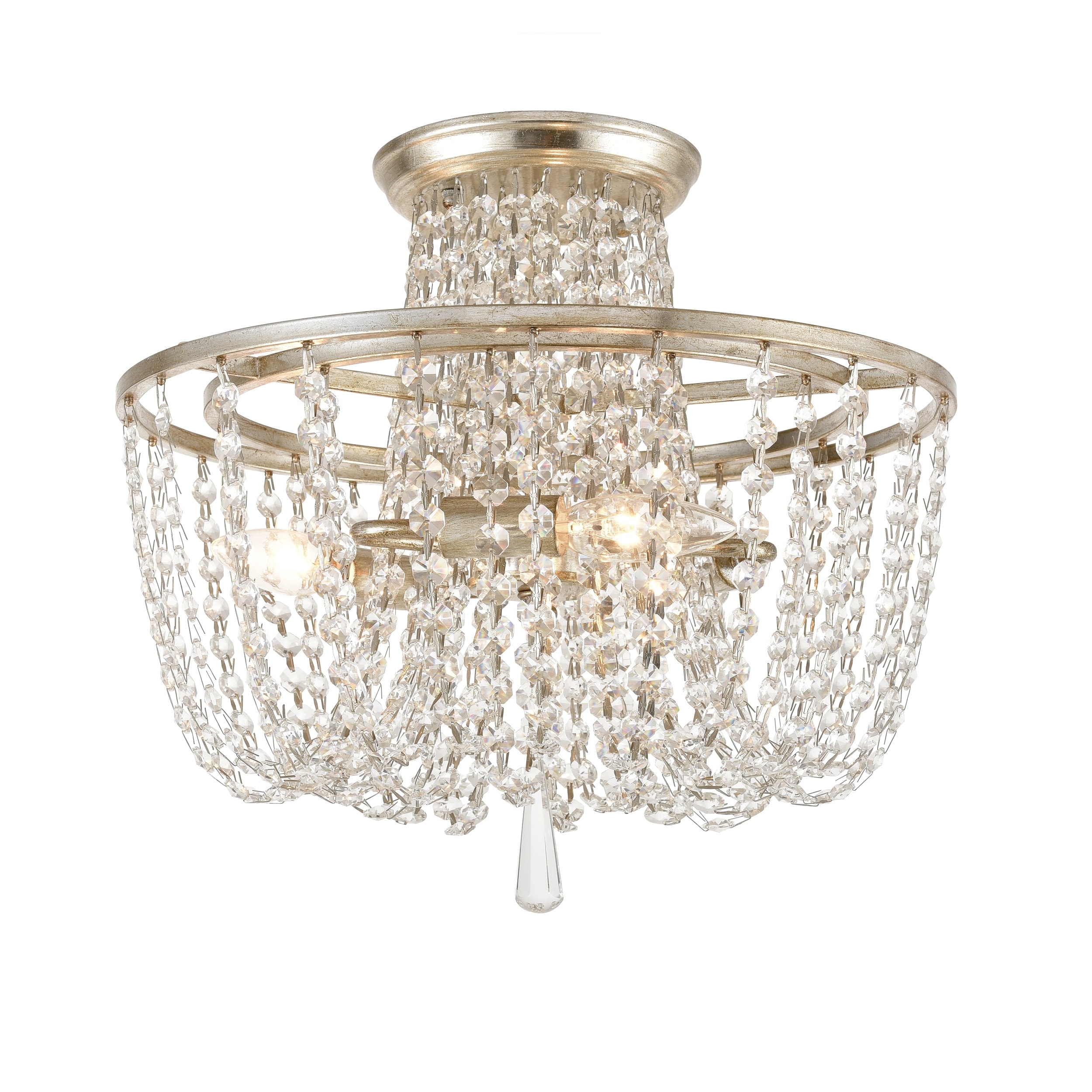 Arcadia 3 Light Antique Silver Crystal Ceiling Mount - 15'' W x 13.87'' H