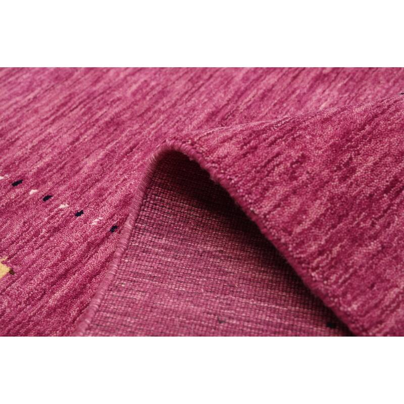 ECARPETGALLERY Hand Loomed Kashkuli Gabbeh Dark Magenta Wool Rug - 4'10 x 7'9