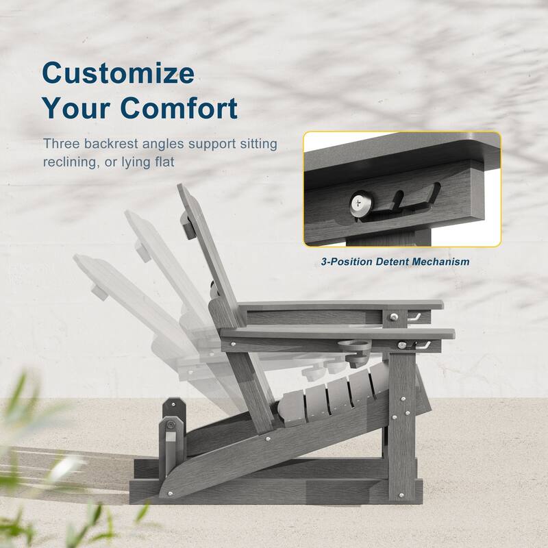 Glider Adirondack Patio Chair, 3-Position Adjust Smooth Motion Chair