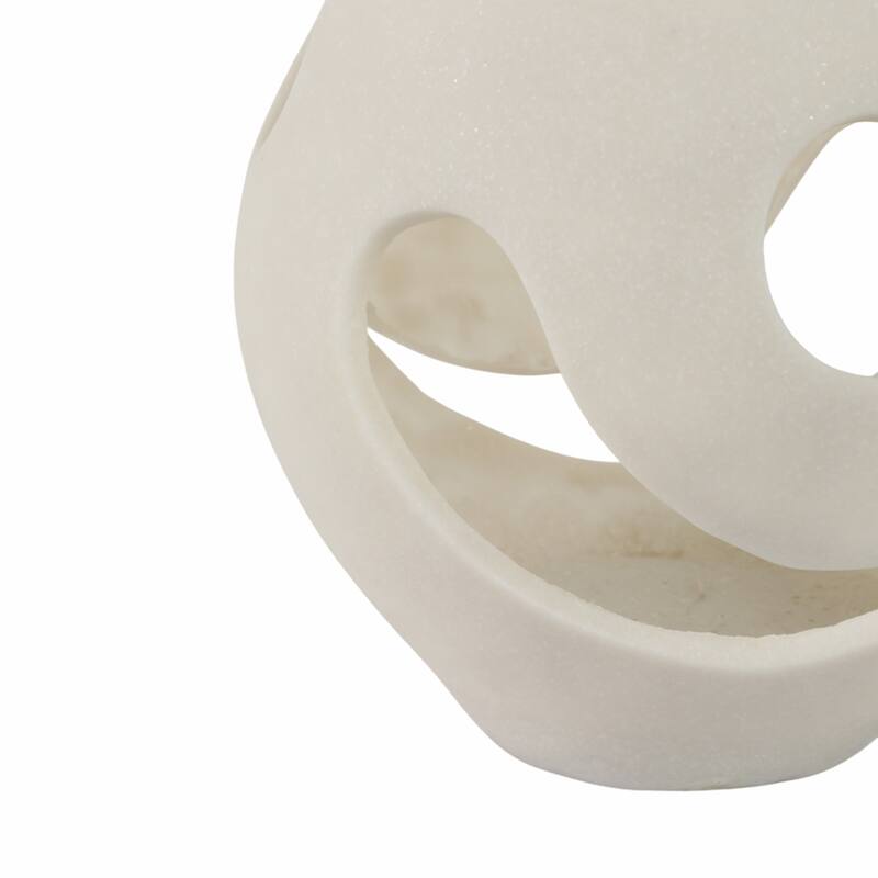 Resin Vase with Abstract Cutout Design Modern Decorative - 14" White