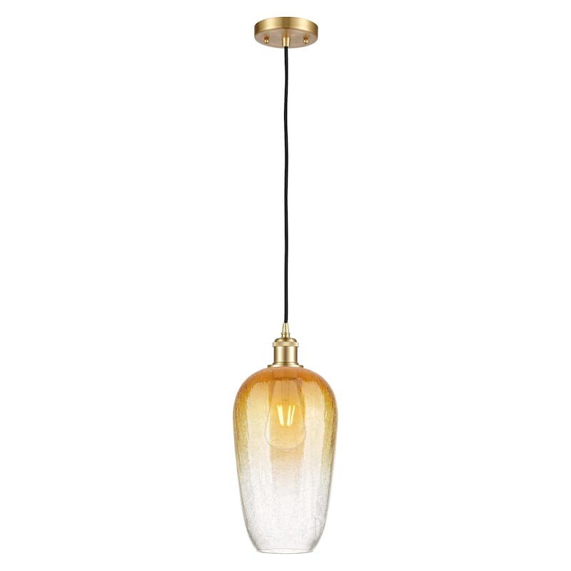Innovations Lighting Endless Possibilities Ballston - Brookhaven Flute - 1 Light 7" Cord Hung Mini Pendant - Satin Gold/Amber