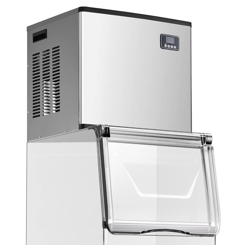 Silver Stainless Steel Commercial Ice Maker with 360 lbs Daily Output and Self Cleaning - 22.2 x 17.6 x 20 in