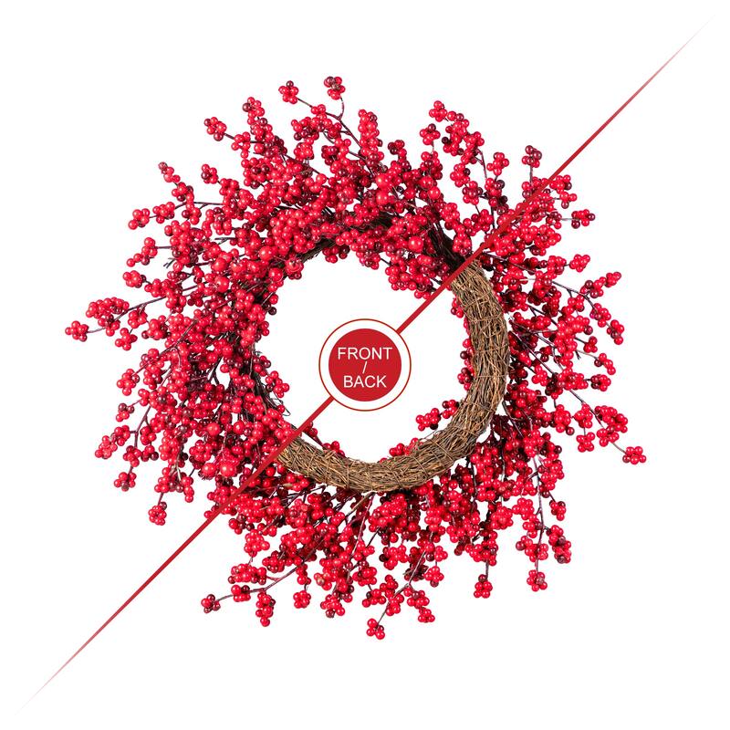 ﻿ Glitzhome Artificial Christmas Tree Potted Xmas Plant with Red Berries, Pinecones, PE Dripping Pine for Home Holiday Decor