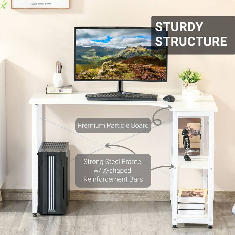 L-Shape Desk Computer Desk with 2 Side Shelves,Wide Workstation for Study
