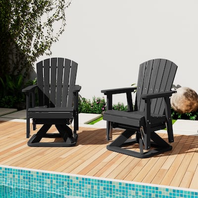 Set of 2 HDPE Adirondack Swivel Gliders, Outdoor Patio Chair Set