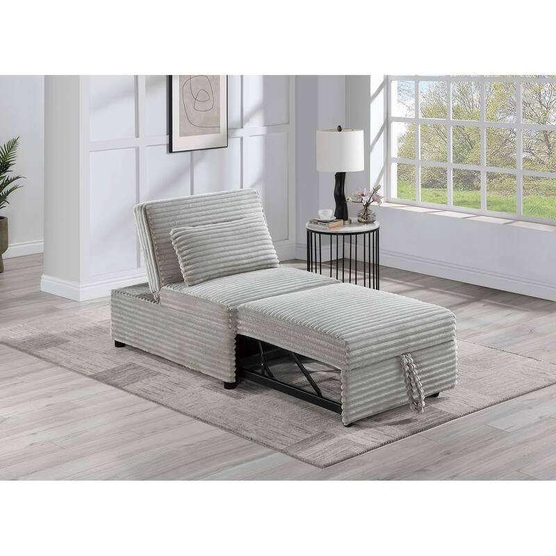 Convertible Ash Corduroy Sleeper Sofa Chair with Pillow