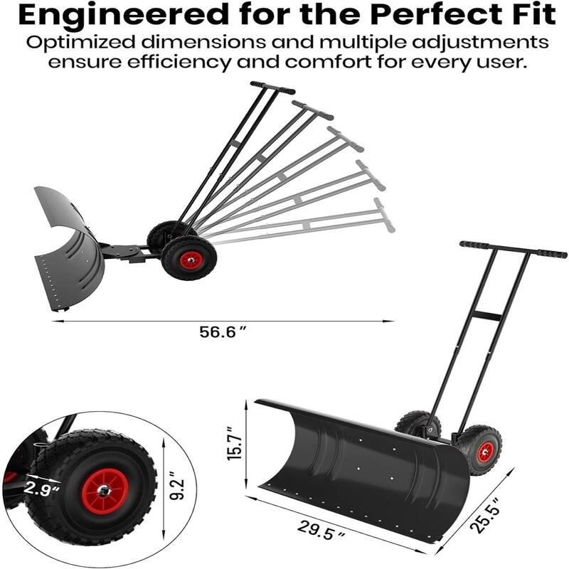 29-Inch Heavy-Duty Steel Snow Shovel Double Pole
