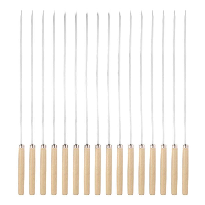16pcs Kebob Skewers 33cmx3.3mmx0.8mm Flat Sticks with Wood Grip Handle