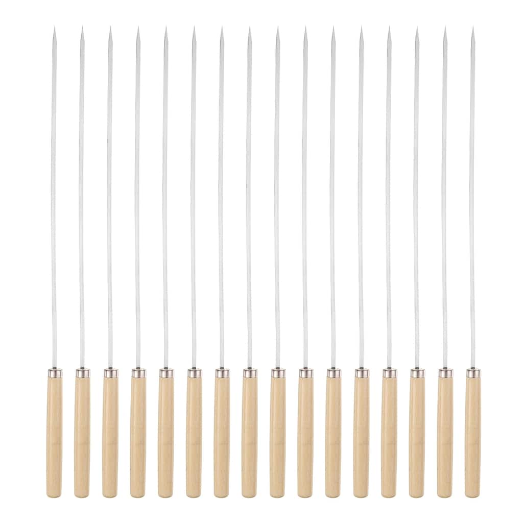 16pcs Kebob Skewers 33cmx3.3mmx0.8mm Flat Sticks with Wood Grip Handle