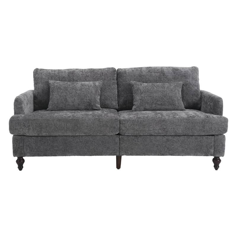 HOMEFUN Chenille Upholstered Wood Frame Loveseat with Armchair for Living Room
