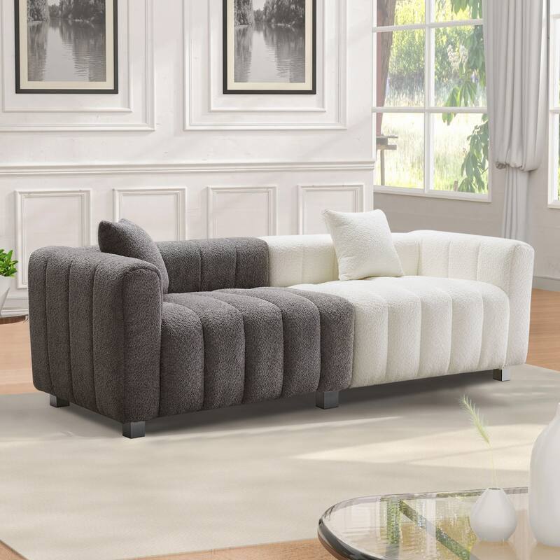87.4" Luxury 3-Seater Sofa Bubble Couch for Living Room, Velvet Deep Seat Sofa Couch, Loveseat Sofa with Metal Legs