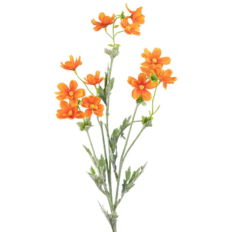 Baby Cosmos Artificial Silk Floral Spray - 27.5" - Orange