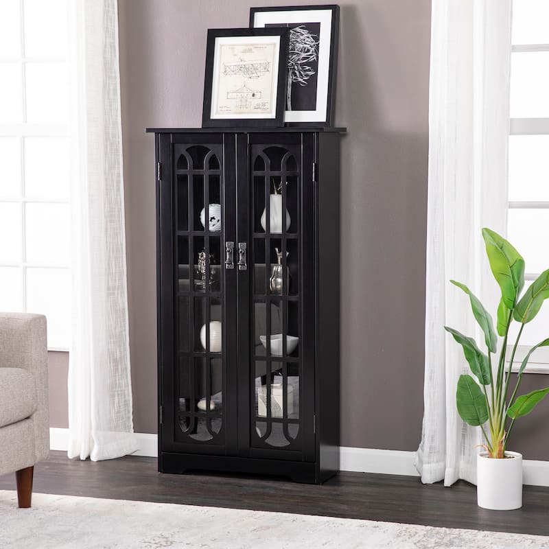 SEI Furniture Cherry Window Pane Media Cabinet
