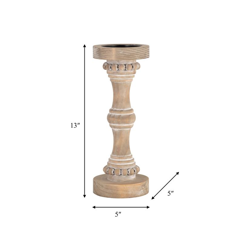 Sagebrook Home Artisanal Wood Pillar Candle Holders