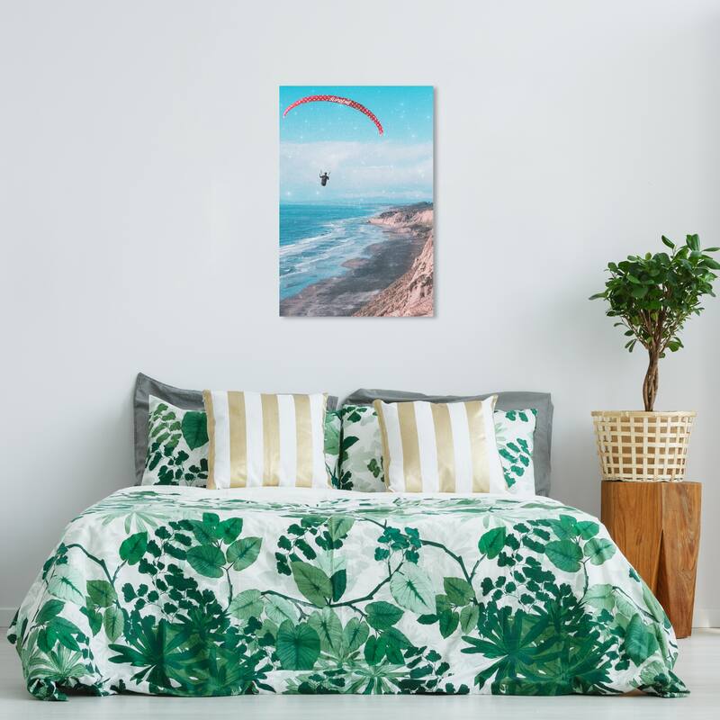 Wynwood Studio Fashion and Glam Paraglider II Blue and Modern & Contemporary Wall Art Canvas Print - 36 x 24