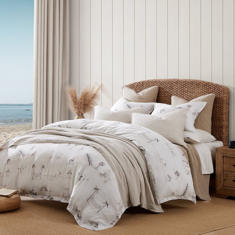 HiEnd Accents 100% Lyocell Seaside Watercolor Toile Comforter Set, 3PC ...