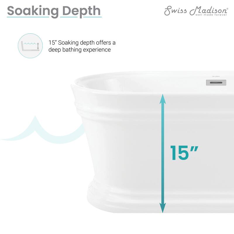 Santorini 60" Freestanding Tub Glossy White - 59.5x29.5 Center