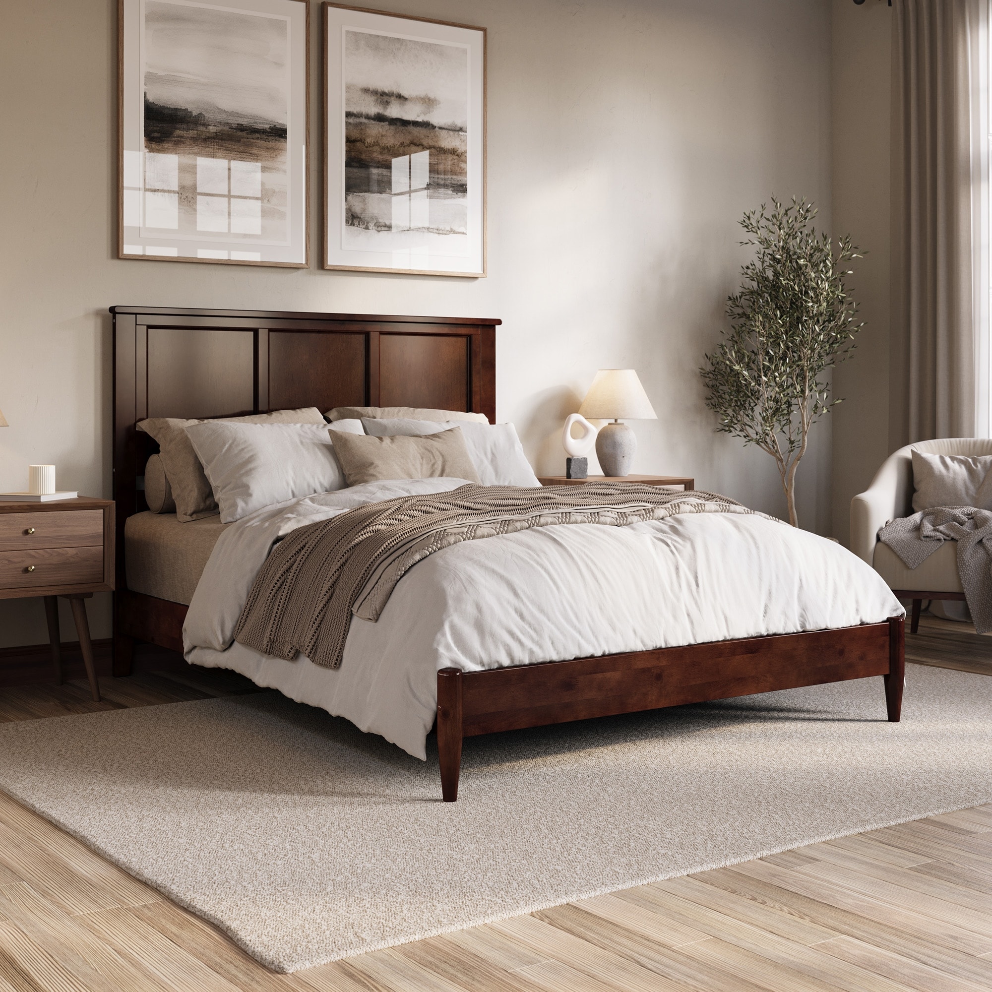 Charlotte Solid Wood Low Profile Platform Bed