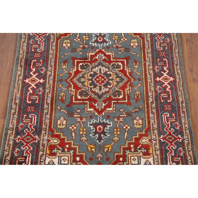 Geometric Heriz Serapi Rug Hand-Knotted Wool Carpet - 3'0"x 5'0"