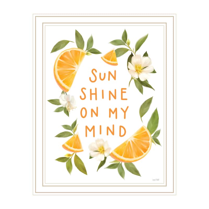 TrendyDecor4U Contemporary "Sun Shine on My Mind" Framed Print Wall Art - White