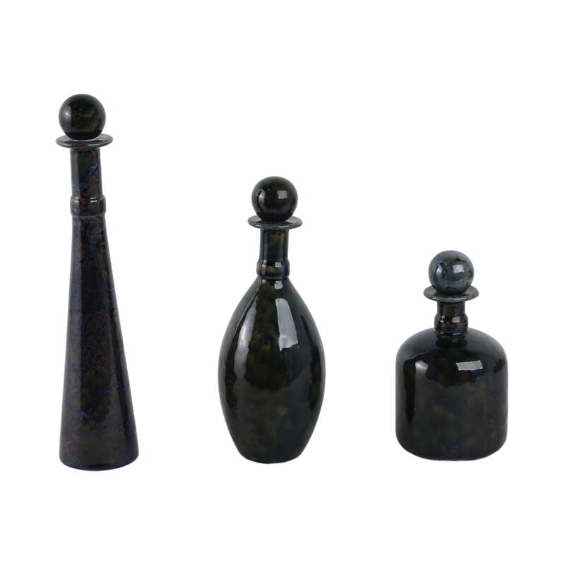 Stoneware Decorative Vases Modern Style (Set of 3) - 15/11/8" Blue